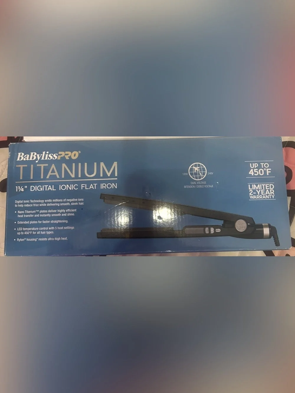 BaBylissPRO Titanium 1¼" Digital Ionic Flat Iron - Blue - Picture 1 of 1